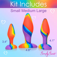 Load image into Gallery viewer, 3 Piece Rainbow  Silicone Butt Plug Set-7