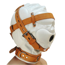 Load image into Gallery viewer, Total Sensory Deprivation White Leather Hood - MediumLarge