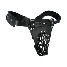 Load image into Gallery viewer, The Safety Net Leather Male Chastity Belt with Anal Plug Harness