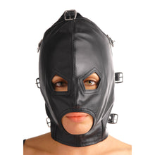 Load image into Gallery viewer, Asylum Leather Hood with Removable Blindfold and Muzzle- ML