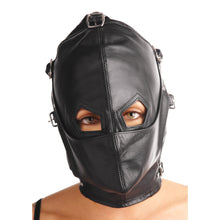 Load image into Gallery viewer, Asylum Leather Hood with Removable Blindfold and Muzzle- ML