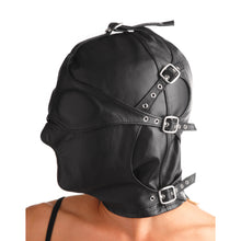 Load image into Gallery viewer, Asylum Leather Hood with Removable Blindfold and Muzzle- ML