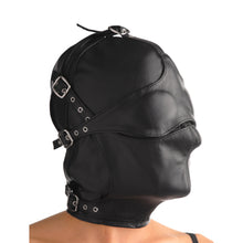 Load image into Gallery viewer, Asylum Leather Hood with Removable Blindfold and Muzzle- ML