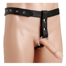 Load image into Gallery viewer, Leather Butt Plug Harness with Cock Ring