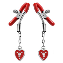 Load image into Gallery viewer, Captive Heart Padlock Nipple Clamps