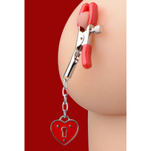 Load image into Gallery viewer, Captive Heart Padlock Nipple Clamps