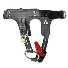 Load image into Gallery viewer, Premium Locking Leather Cock Ring and Anal Plug Harness