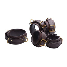Load image into Gallery viewer, Brown 5 Piece Locking Leather Bondage Set