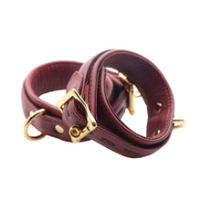 Load image into Gallery viewer, Strict Leather Luxury Burgundy Locking Ankle Cuffs