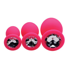 Load image into Gallery viewer, Pink Pleasure 3 Piece Silicone Anal Plugs with Gems