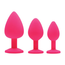 Load image into Gallery viewer, Pink Pleasure 3 Piece Silicone Anal Plugs with Gems