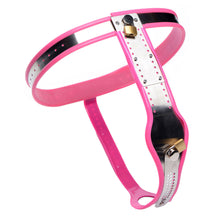 Load image into Gallery viewer, Pink Stainless Steel Adjustable Female Chastity Belt