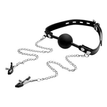 Load image into Gallery viewer, Silicone Ball Gag with Nipple Clamps