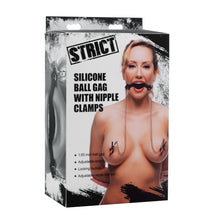 Load image into Gallery viewer, Silicone Ball Gag with Nipple Clamps