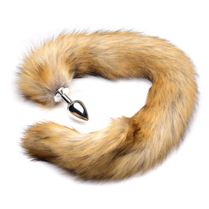 Extra Long Mink Tail Metal Anal Plug- Brown