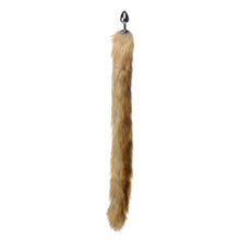 Load image into Gallery viewer, Extra Long Mink Tail Metal Anal Plug- Brown