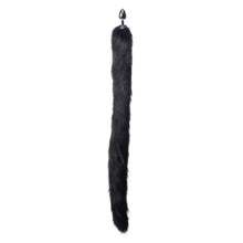 Load image into Gallery viewer, Extra Long Mink Tail Metal Anal Plug- Black