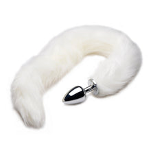 Load image into Gallery viewer, Extra Long Mink Tail Metal Anal Plug- White