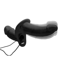 Load image into Gallery viewer, Power Pegger Black Silicone Vibrating Double Dildo with Harness