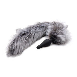 Grey Wolf Tail Anal Plug and Ears Set