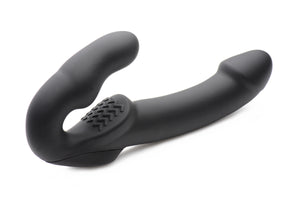 Evoke Rechargeable Vibrating Silicone Strapless Strap On - Black