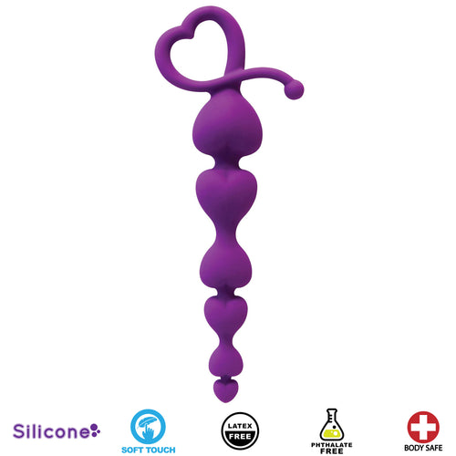Gossip Hearts on a String Violet Anal Beads-0