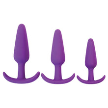 Load image into Gallery viewer, Rump Rockers 3 Piece Silicone Anal Plug Set - Purple