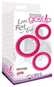 Love Ring Trio Silicone Cock Rings - Pink-2