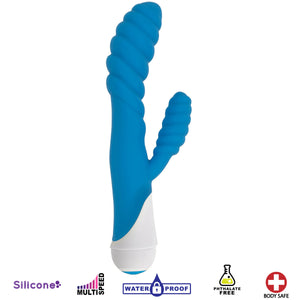 Diana 20x Rippled Silicone Rabbit Vibe- Blue-1