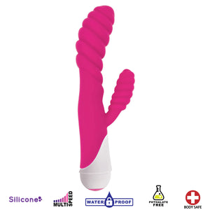 Diana 20x Rippled Silicone Rabbit Vibe- Pink-1