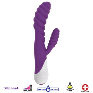 Diana 20x Rippled Silicone Rabbit Vibe- Purple-1