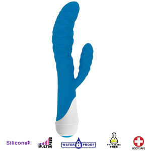 Ivy 20x Wavy Silicone Rabbit Vibe- Blue-1