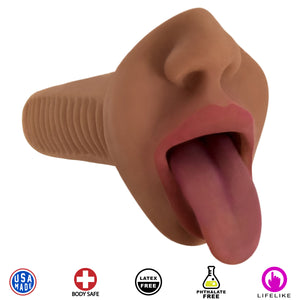 Mistress Mercedes Vibrating Mouth Stroker- Brown