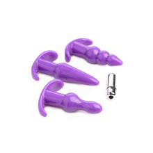 Load image into Gallery viewer, 4 Piece Vibrating Anal Plug Set- Purple