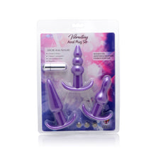 Load image into Gallery viewer, 4 Piece Vibrating Anal Plug Set- Purple