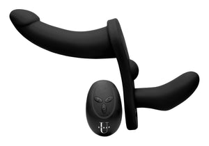 Double Take 10X Double Penetration Vibrating Strap-on Harness - Black
