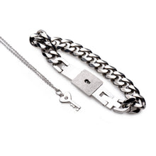 Load image into Gallery viewer, Chained Locking Bracelet and Key Necklace