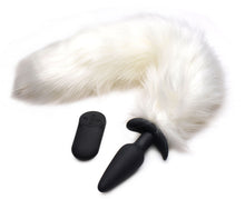 Load image into Gallery viewer, Vibrating White Fox Tail Slender Anal Plug