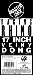 Raging Rhino 17 Inch Veiny Dildo - Black