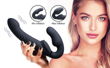 Load image into Gallery viewer, Ergo-Fit Twist Inflatable Vibrating Silicone Strapless Strap-on - Black