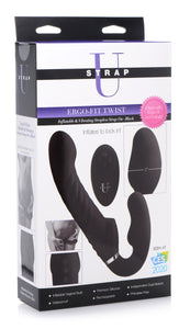 Ergo-Fit Twist Inflatable Vibrating Silicone Strapless Strap-on - Black