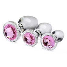 Load image into Gallery viewer, Pink Gem Glass Anal Plug Set