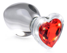 Load image into Gallery viewer, Red Heart Gem Glass Anal Plug - Medium