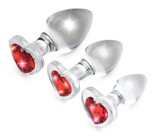 Load image into Gallery viewer, Red Heart Gem Glass Anal Plug Set