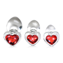 Load image into Gallery viewer, Red Heart Gem Glass Anal Plug Set