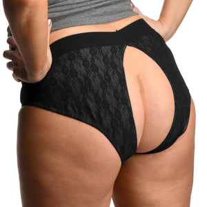 Lace Envy Black Crotchless Panty Harness - 2XL