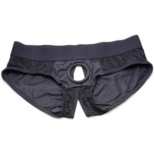 Lace Envy Black Crotchless Panty Harness - 2XL