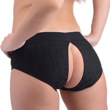 Load image into Gallery viewer, Lace Envy Black Crotchless Panty Harness - L-XL