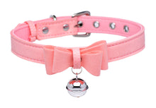 Load image into Gallery viewer, Sugar Kitty Cat Bell Collar - Pink/Silver