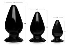 Load image into Gallery viewer, Triple Cones 3 Piece Anal Plug Set - Black